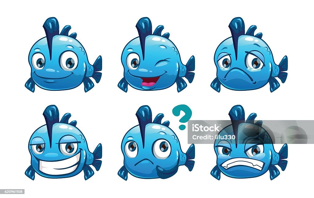 Boing Fish Funny Cartoon Blue Fish Stock Illustration - Download Image Now - Blue ...