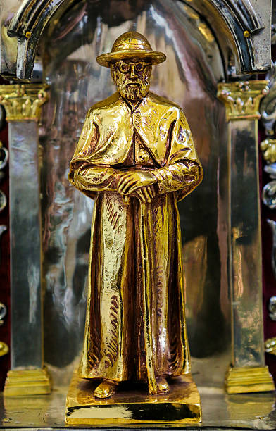 estátua do padre damien na catedral de mechelen - molokai - fotografias e filmes do acervo