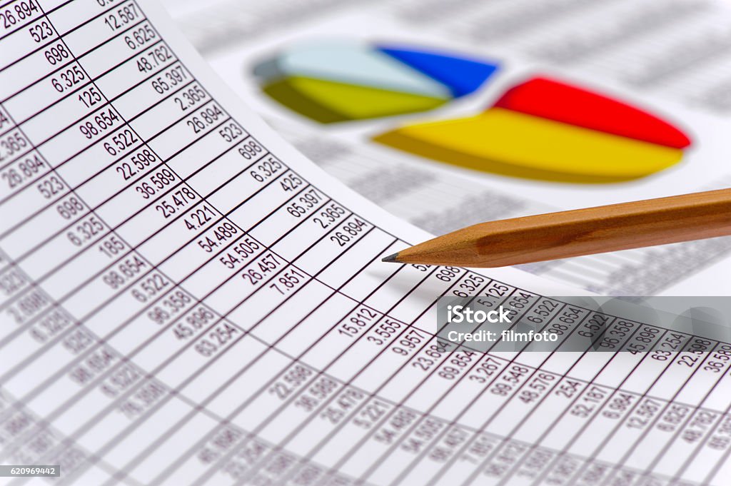 financial business calculation finance business calculation with chart and Euro banknotes Spreadsheet Stock Photo