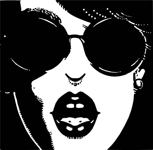 istock Line art close up of a woman's face speaking 620970230