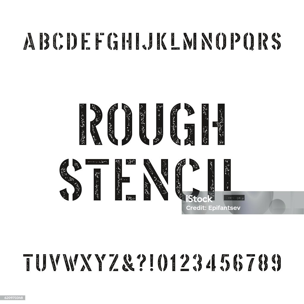 Kind Lettering Rough Rough Stencil Alphabet Font Scratched Type Letters Stock Illustration ...