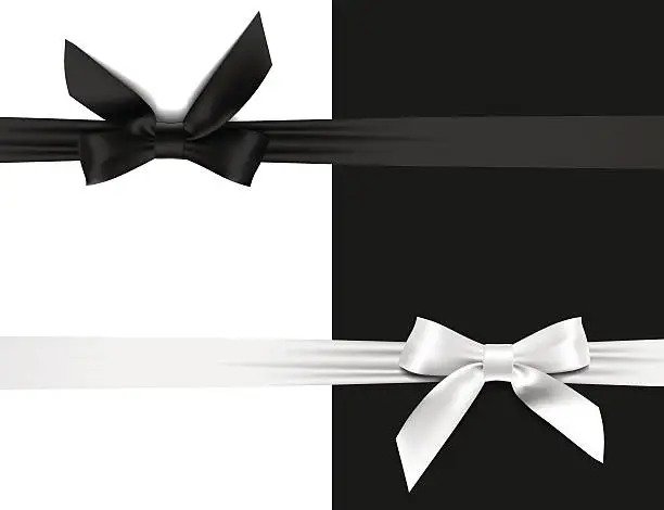 Vector illustration of greeting card with black and white bow