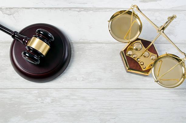 istock Law justice symbols concept top view 620974308