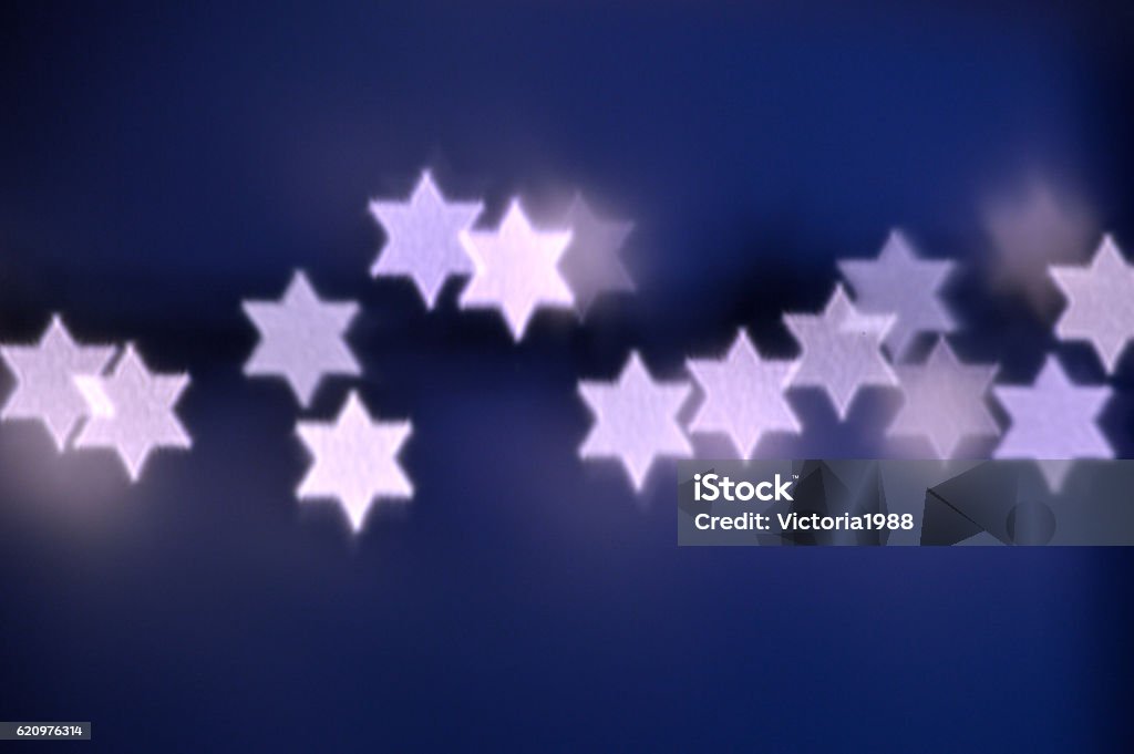 Davidstern leuchtet für Chanukka - Lizenzfrei Beleuchtet Stock-Foto