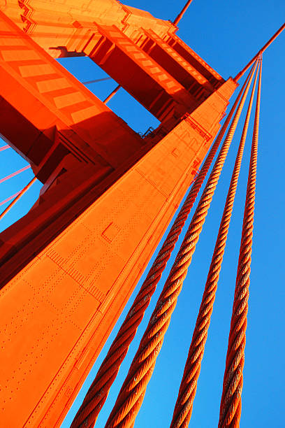 cavi del golden gate - golden gate bridge close up steel cable suspension bridge foto e immagini stock