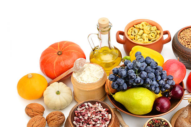 istock set of natural products  on white background 620980170