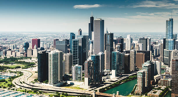istock Chicago skyline aerial view 620984476