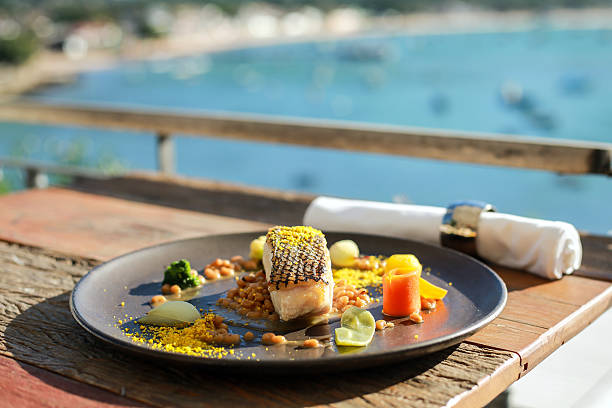 Fish dish in front of Brazilian ocean view