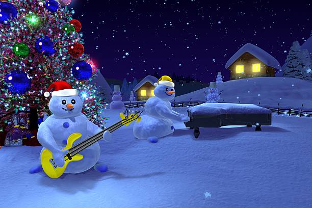 ミュージカル雪だるま - bell handbell christmas holiday ストックフォトと画像