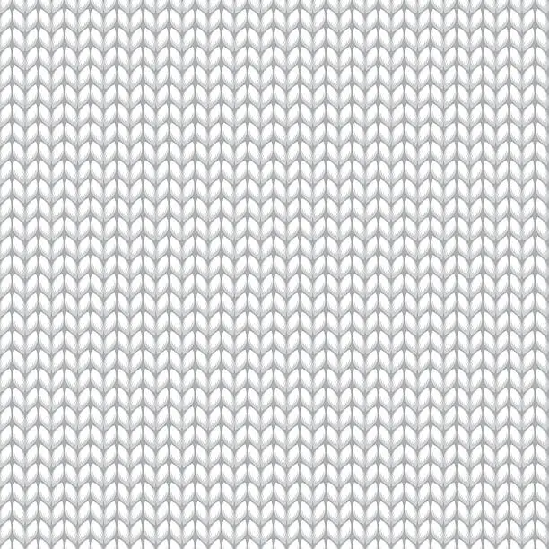 Vector illustration of White Knitted Sweater Material Seamless Pattern