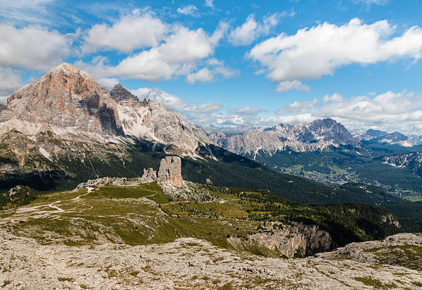 Cinque Torri group in South Tyrol Dolomites, Italy