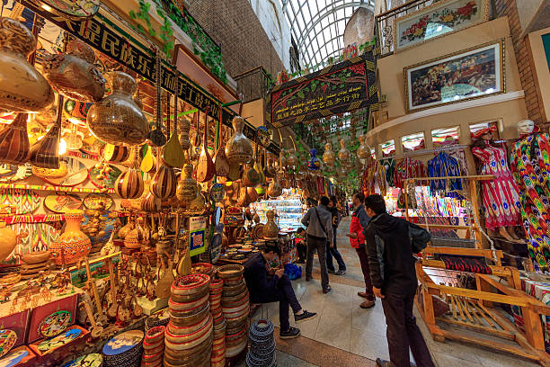 international grand bazaar in urumqi,xinjiang,  china - urumqi stockfoto's en -beelden