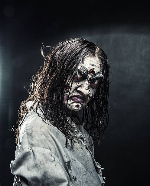 istock Zombie woman with bloody face 620990232