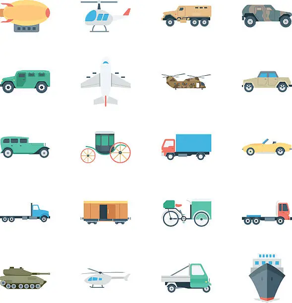 Vector illustration of Transports Colored Vector Icons 5