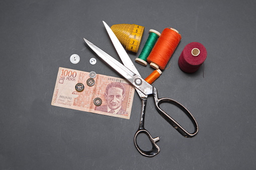 Can you make money sewing. Colombian pesos and  accessories for cutting and sewing