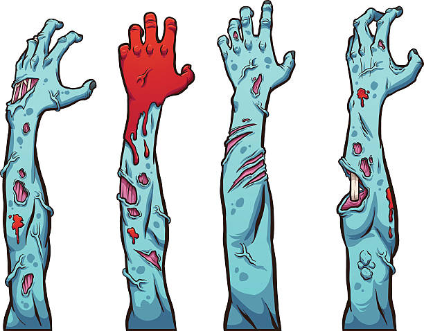 illustrazioni stock, clip art, cartoni animati e icone di tendenza di mani zombie - braccio umano