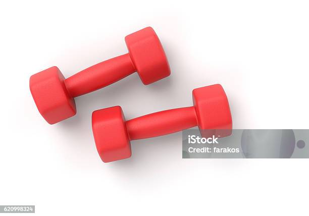 Two Dumbbells On White Stock Photo - Download Image Now - Dumbbell, Weights, Cut Out