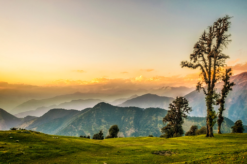 Himalayan mountain ranges seen at dusk