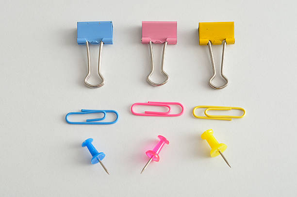 istock Binder clips. paper clips and push pins 621102220