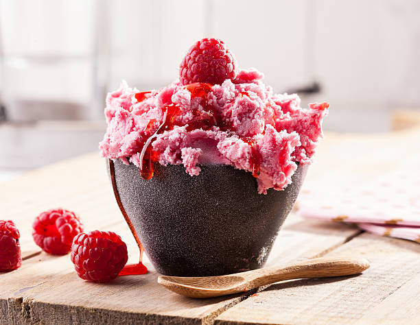 Raspberry ice cream stock photo