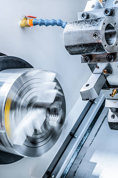 istock Rotary lathe chuck CNC metal cutting machine 621103152