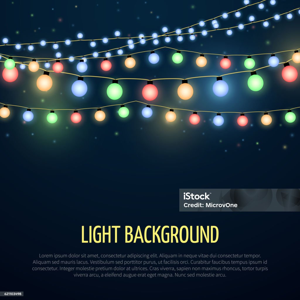 Abstrakte Vektor Hintergrund mit Weihnachten Girlande Lampe Lichter Dekoration - Lizenzfrei Beleuchtet Vektorgrafik