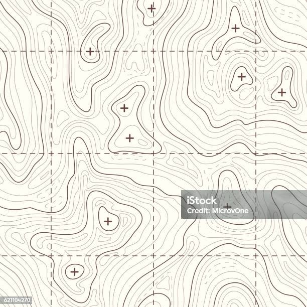 Contour Elevation Topographic Seamless Vector Map Stock Illustration - Download Image Now - Map, Topography, Seamless Pattern