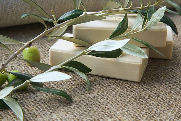 istock Soap bars with olive oil 621105048