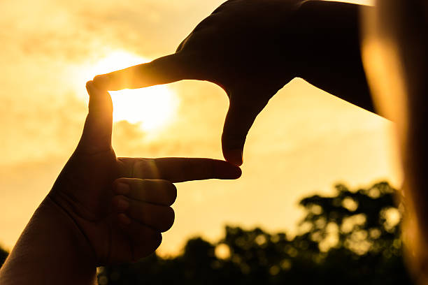 istock Silhouette picture, finger hand symbols concept framing composition for taking 621106406