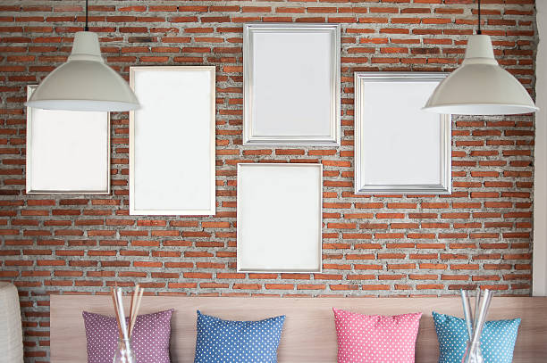 empty frames on the wall stock photo