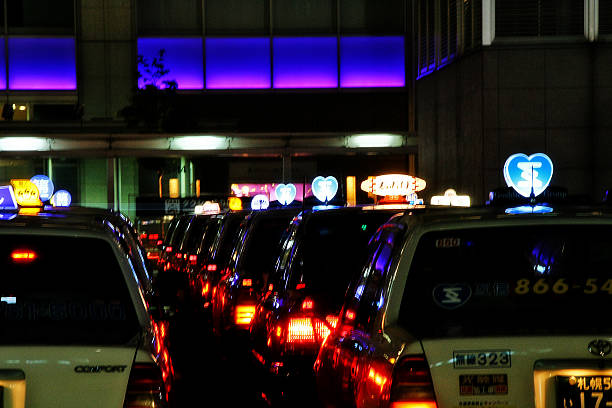 Sapporo (Sapporo-shi), Hokkaido, Japan - September 5, 2009 - Taxi cars stock photo