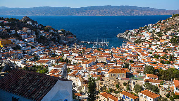 istock Panoramic view from above on the island of Hydra, Greece. 621107692