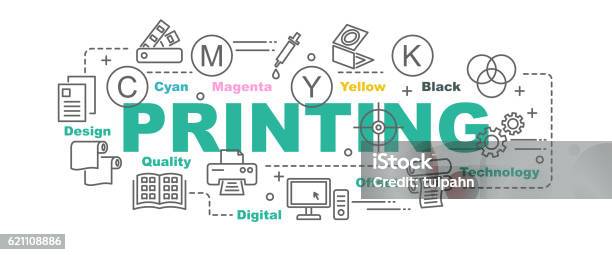 Printing Vector Banner Stock Illustration - Download Image Now - Printing Press, Technology, Service