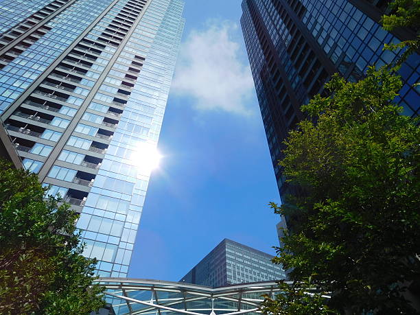 istock The valley of office buildings under the blue sky 621109364