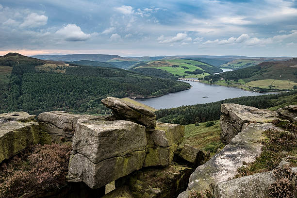 istock Landscape view from Bamford Edge in Peak District towards Ladybower 621109830