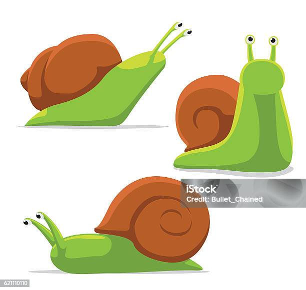 Cute Snail Poses Cartoon Vector Illustration Stock Illustration - Download Image Now - Snail, Slug, Cartoon