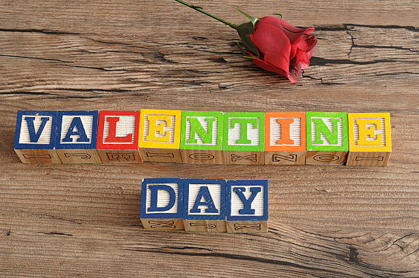 istock Valentine Day. Spelled with colorful alphabet blocks 621110178