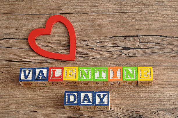 istock Valentine Day. Spelled with colorful alphabet blocks 621110502