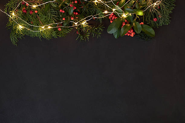 istock Black horizonal copy space for Christmas greetings 621115106