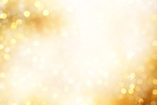 クリスマスのための黄色のデフォーカスライトの背景 - 金　背景 ストックフォトと画像