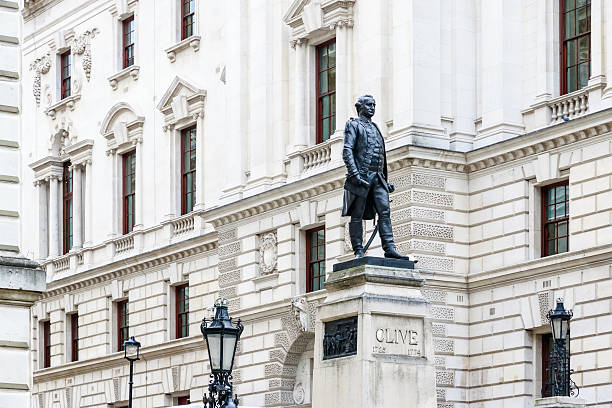 Churchill War Rooms and Robert Clive Memorial in London Churchill War Rooms and Robert Clive Memorial seen from King Charles street in London hm government stock pictures, royalty-free photos & images