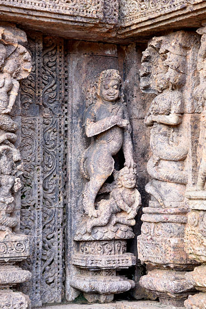 istock Decorative stone carving wall Konark Sun Temple , 621119580