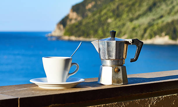 istock Coffee an moka pot on a balcony 621120562