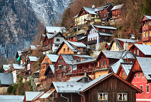 Villages of Tschlin and Ramosch at beside road between go to Samnaun is a high Alpine village and a valley at the eastern end of Graubunden region in Switzerland
