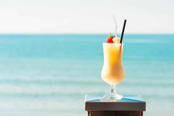 Glass of Pina Colada. Beach Bar
