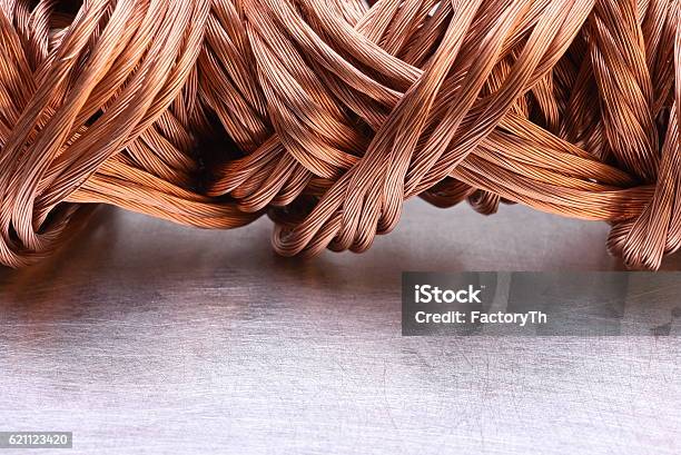 Copper Wire Raw Materials And Metals Industry Stock Photo - Download Image Now - Copper, Recycling, Cable