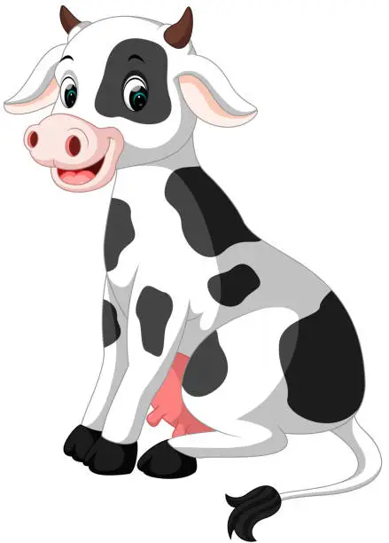 Vector illustration of Cute cow cartoon