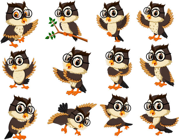 owl cartoon illustration of cute owl cartoon owl cartoon waving stock illustrations