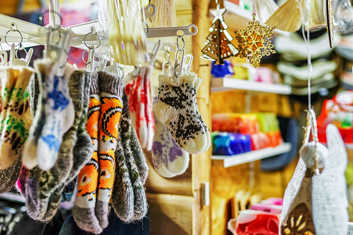 Little woolen socks at the Riga Christmas market