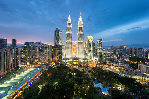 istock Kuala Lumpur skyline and skyscraper at night in Kuala Lumpur 621128552
